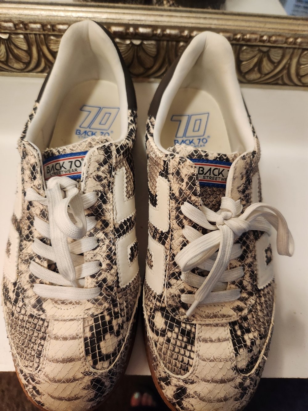 Back 70 Women’s Snake-Print White Sneakers